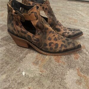 LIBERTY Black Brown Leopard Ankle Boots